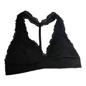 Victoria's Secret Black Lace Bralette Pink Elastic Band